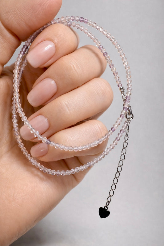 Feine Edelsteinkette mit facettierten Edelsteinen – 43 cm Gesamtlänge, handgefertigt