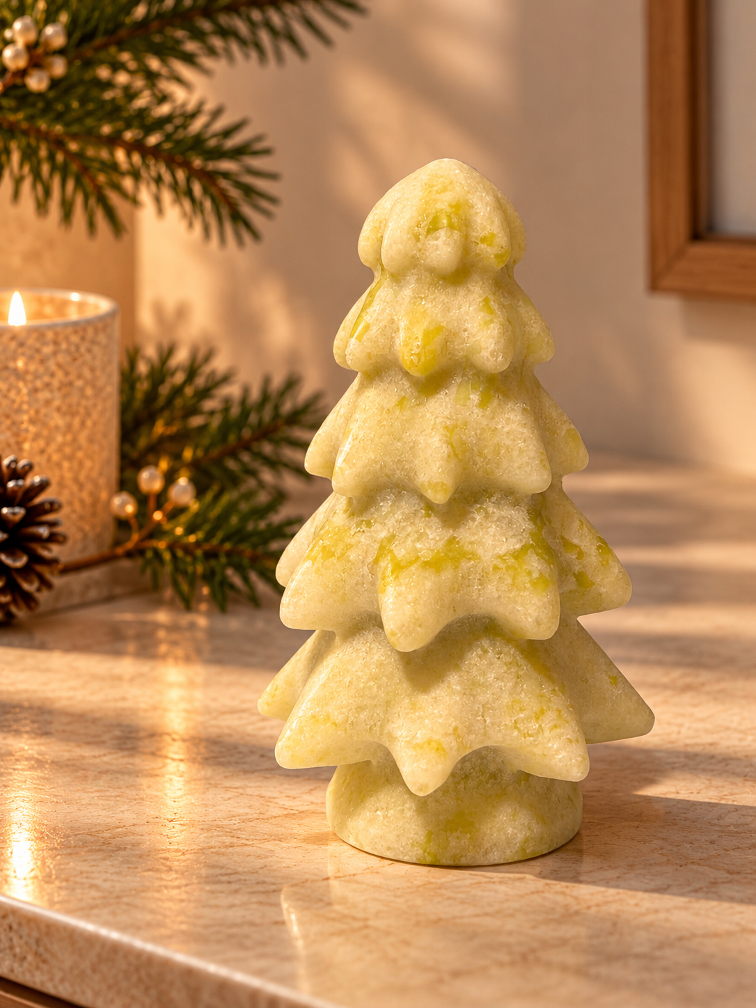 Kristall Tannenbäumchen – Jade, Rosenquarz & Aventurin 🎄✨