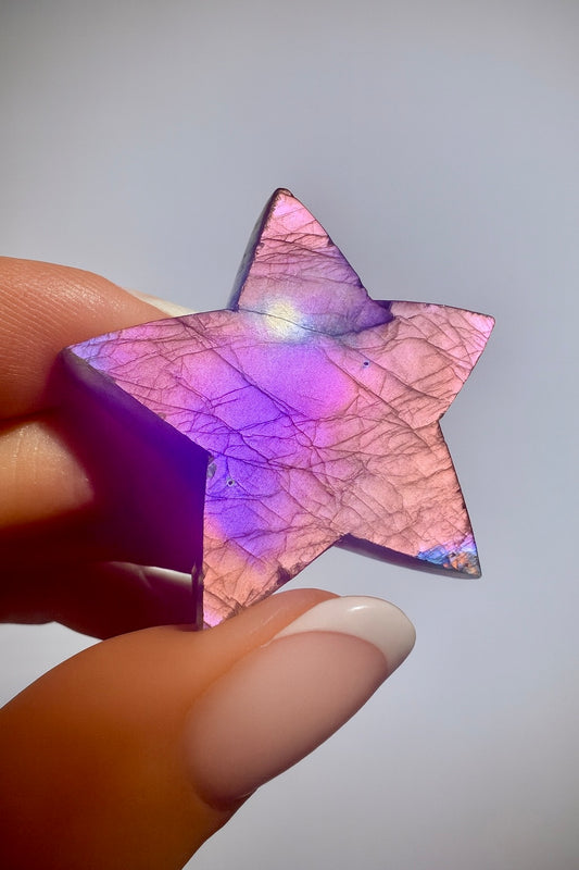 Labradorit Stern pink/violett – 4 cm – Edelstein-Unikat mit farbwechselndem Schimmer