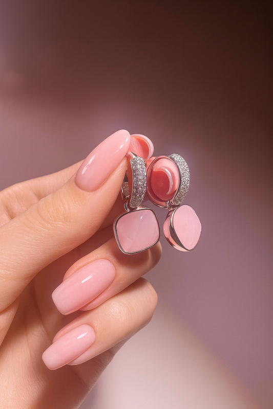 Rosenquarz Ohrringe aus 925 Silber – elegante Ohrhänger mit Zirkonia – romantischer Edelstein 💗