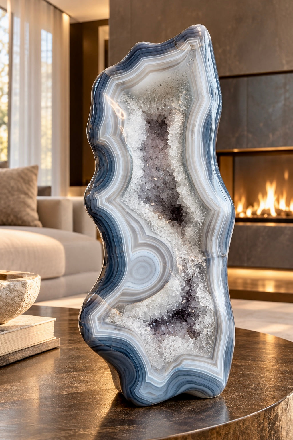 XXL agate crystal freeform sculpture from Uruguay, 35 cm, 12 kg