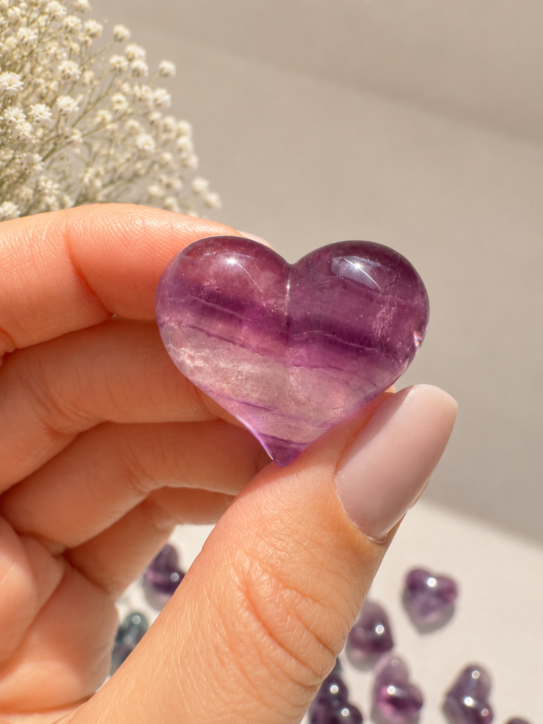 💜 Cœurs en fluorite juteux – explosion de couleurs en forme de cœur 3 cm