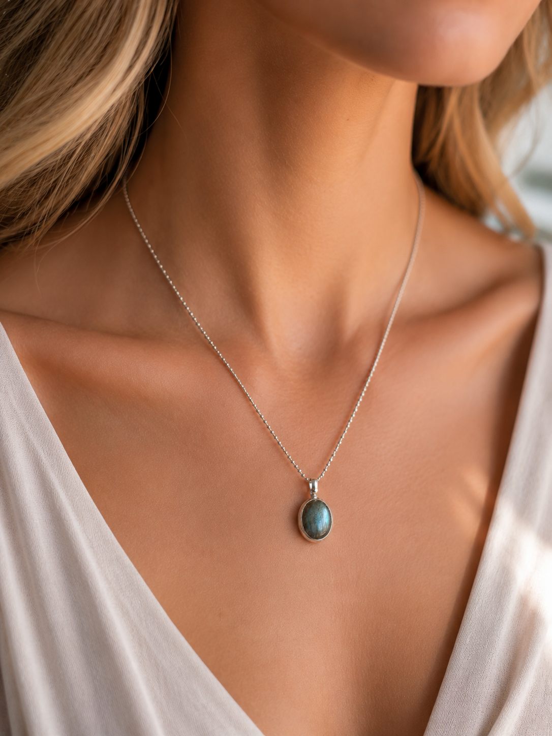 Ciondolo esclusivo in topazio blu 2 cm – Sfaccettato e prezioso in argento 925 ✨