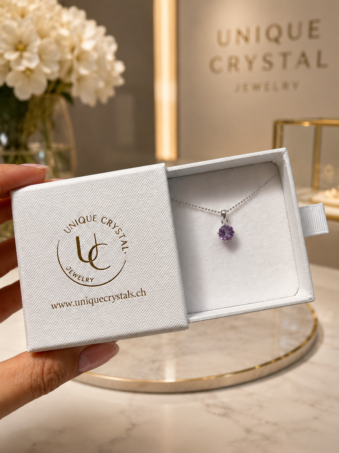 Amethyst Anhänger 925 Silber oder vergoldet, AAA Qualität, facettiert 0,6 cm