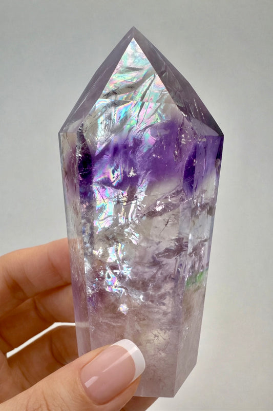 Phantom Amethyst mit Riesenregenbogen (ultra klar) 💜 - 8.9cm, 162g