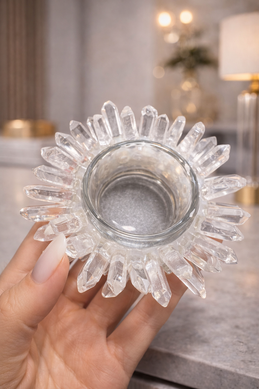 Bezauberndes Teelicht aus Bergkristall – Reines Licht & zeitlose Klarheit ✨