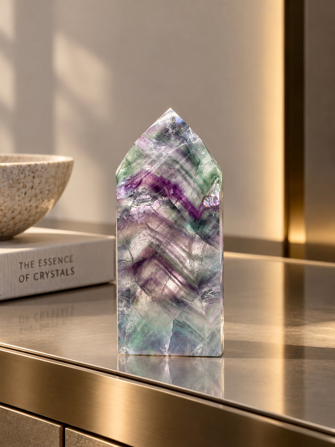 Fluorite point green-purple with phantom lines – clear crystal quality from Brazil, 10.3 cm