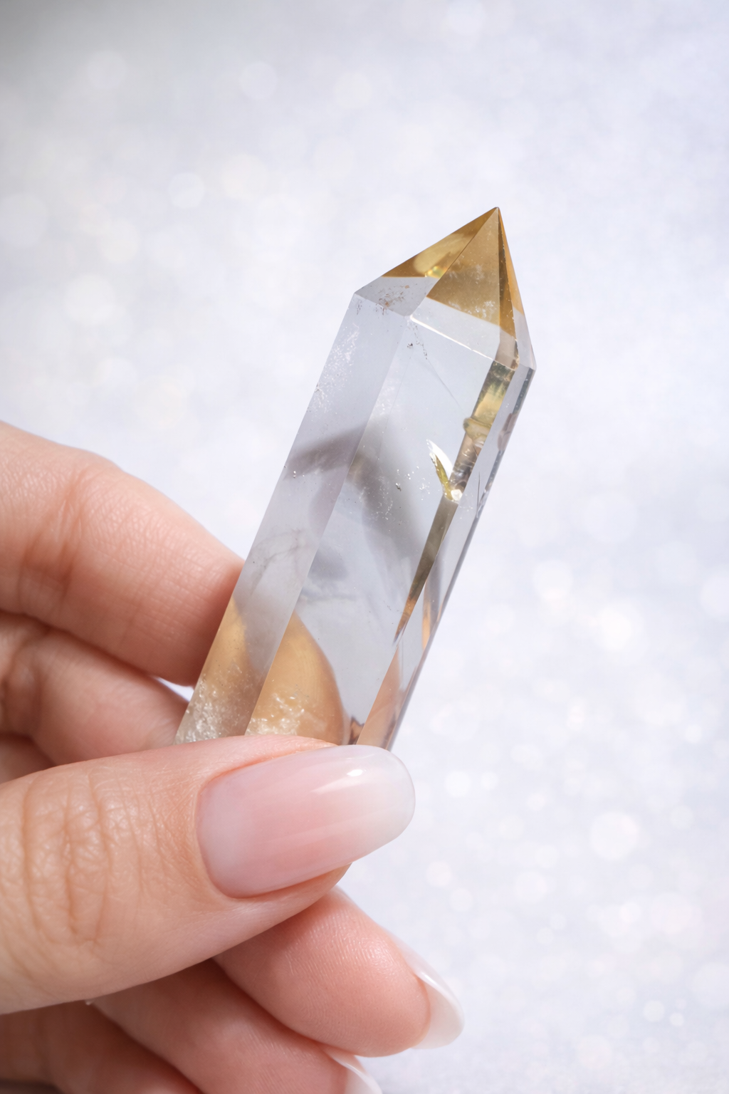 Mini Citrin Spitze mit Phantom - 7cm