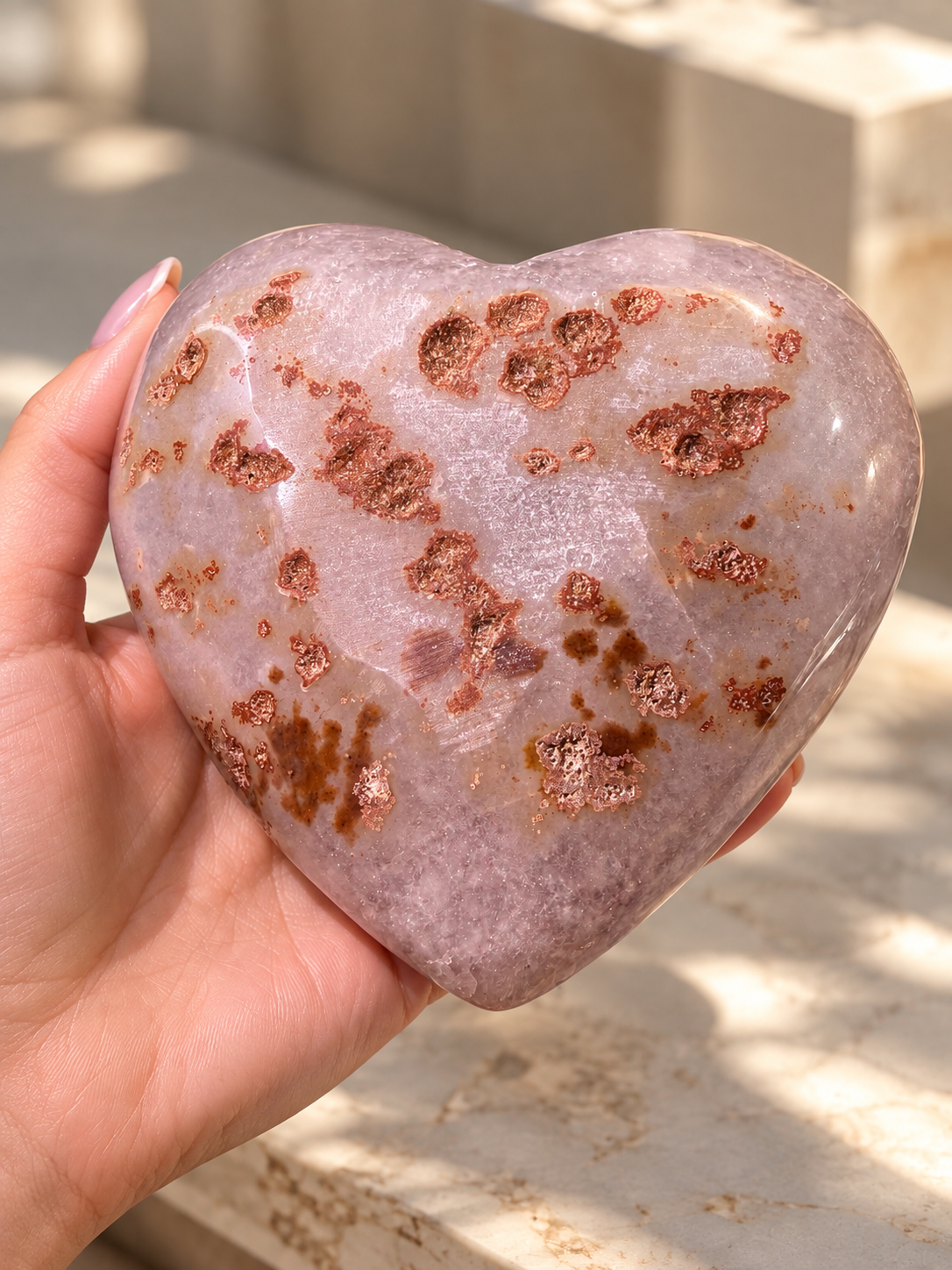 Exklusive XL Rainbow Amethyst Herzen aus Uruguay – seltene Pastellfarben & Doppelkristallisation