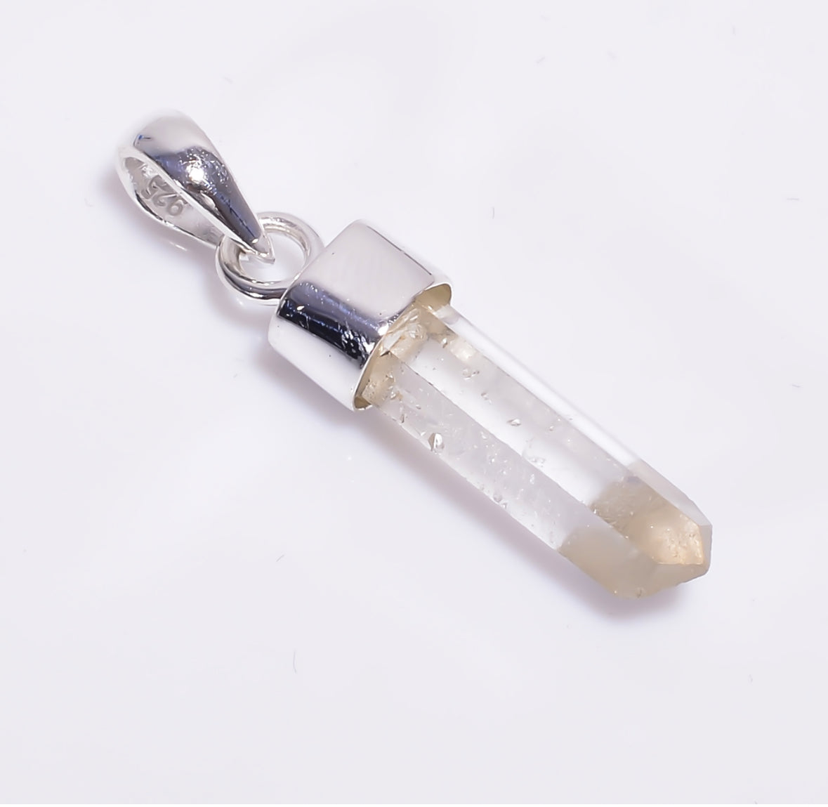 Bergkristall Anhänger roh – 925 Sterling Silber – Natürliche Kristallspitze mit Kette – Klarer Edelstein – Heilstein Schmuck