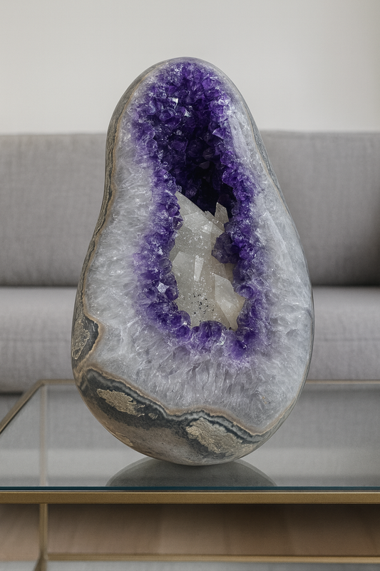 Exklusive seltene Amethyst Kalzit  Cutbase - 23cm, 4.52kg