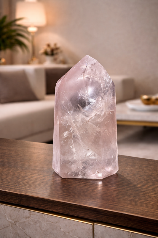 Pink Lithium Phantom Kristall 11,6 cm – Seltenes Einzelstück in Museumsqualität (614 g)