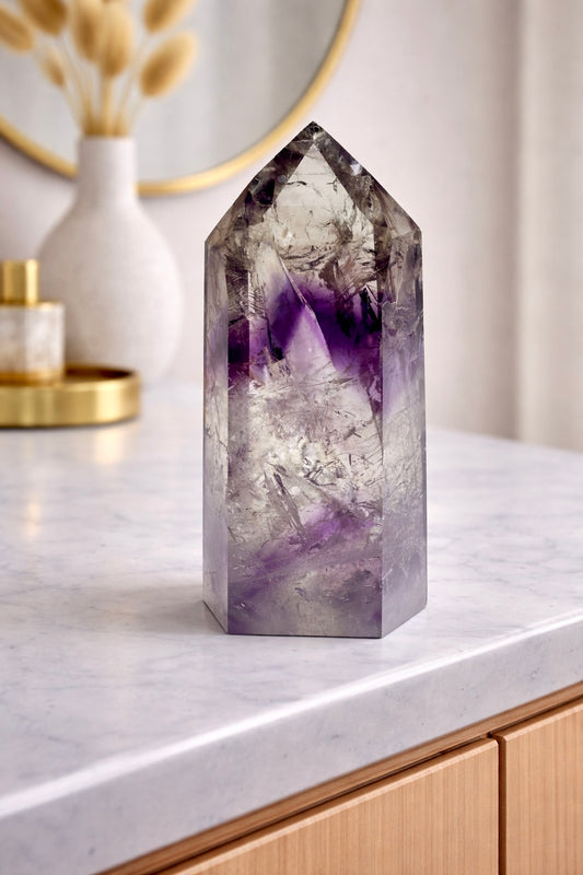 Phantom Amethyst mit Regenbogen (ultra klar) 💜 - 9.9cm, 221g
