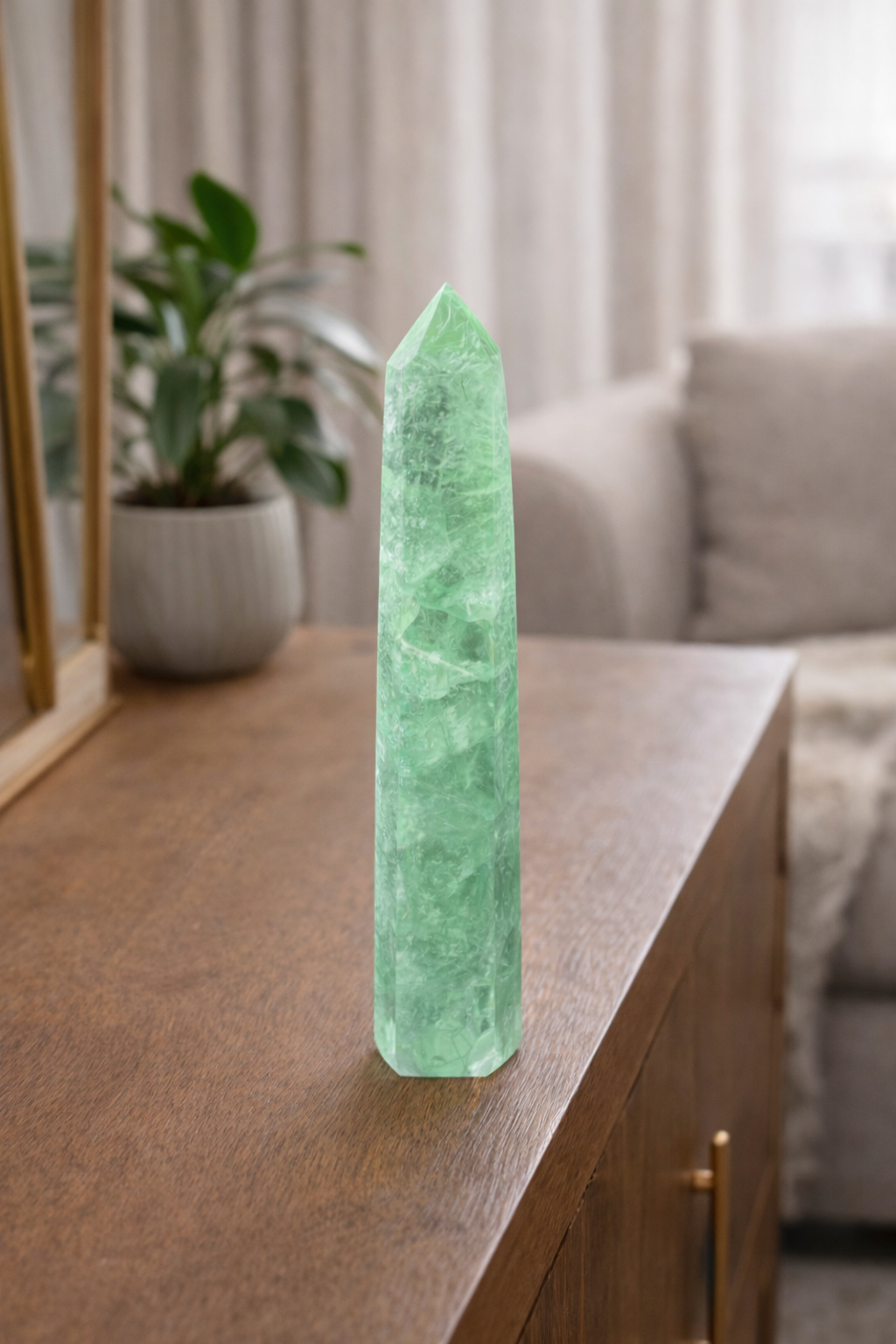 Mintgrüne Fluorit-Spitze – 23.5 cm – seltenes Unikat aus Brasilien in Extraqualität 💎
