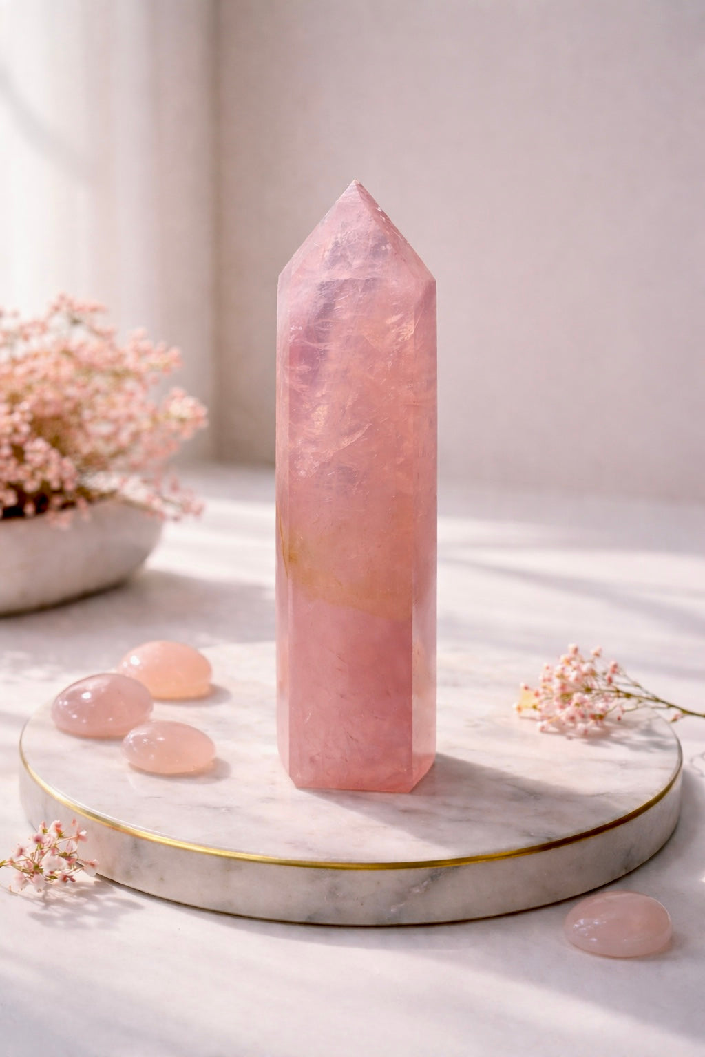 Extra Pink Rosenquarz AAA Brasilien – Premium Edelstein Spitze, 14cm, 280g