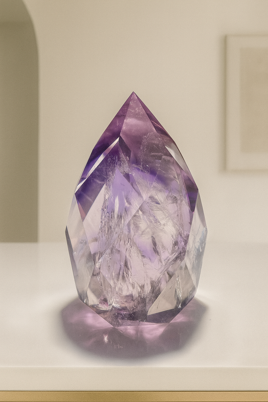 Exklusives Phantom-Amethyst-Ornament – facettiert, mit Regenbogen & Phantom 💜🌈 - 6.8cm