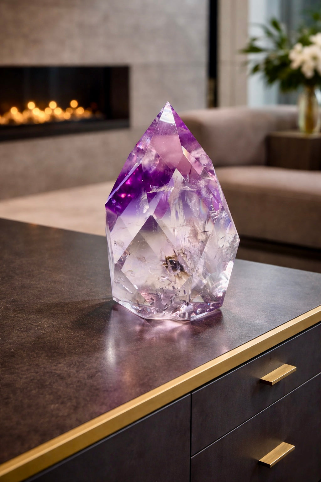 Exklusives Phantom-Amethyst-Ornament – facettiert, mit Regenbogen & Phantom 💜🌈 - 6.8cm