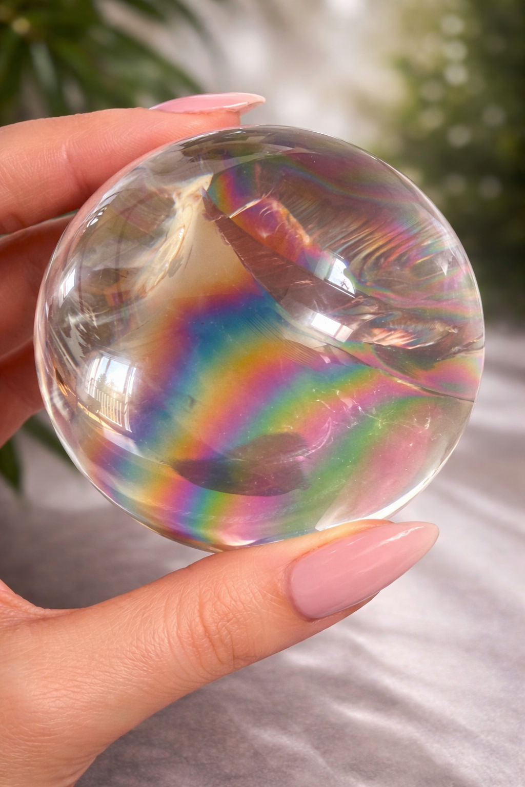 Lemurian Quartz Sphere 5.2 cm, 205 g – Ultra-clear with Full Rainbow