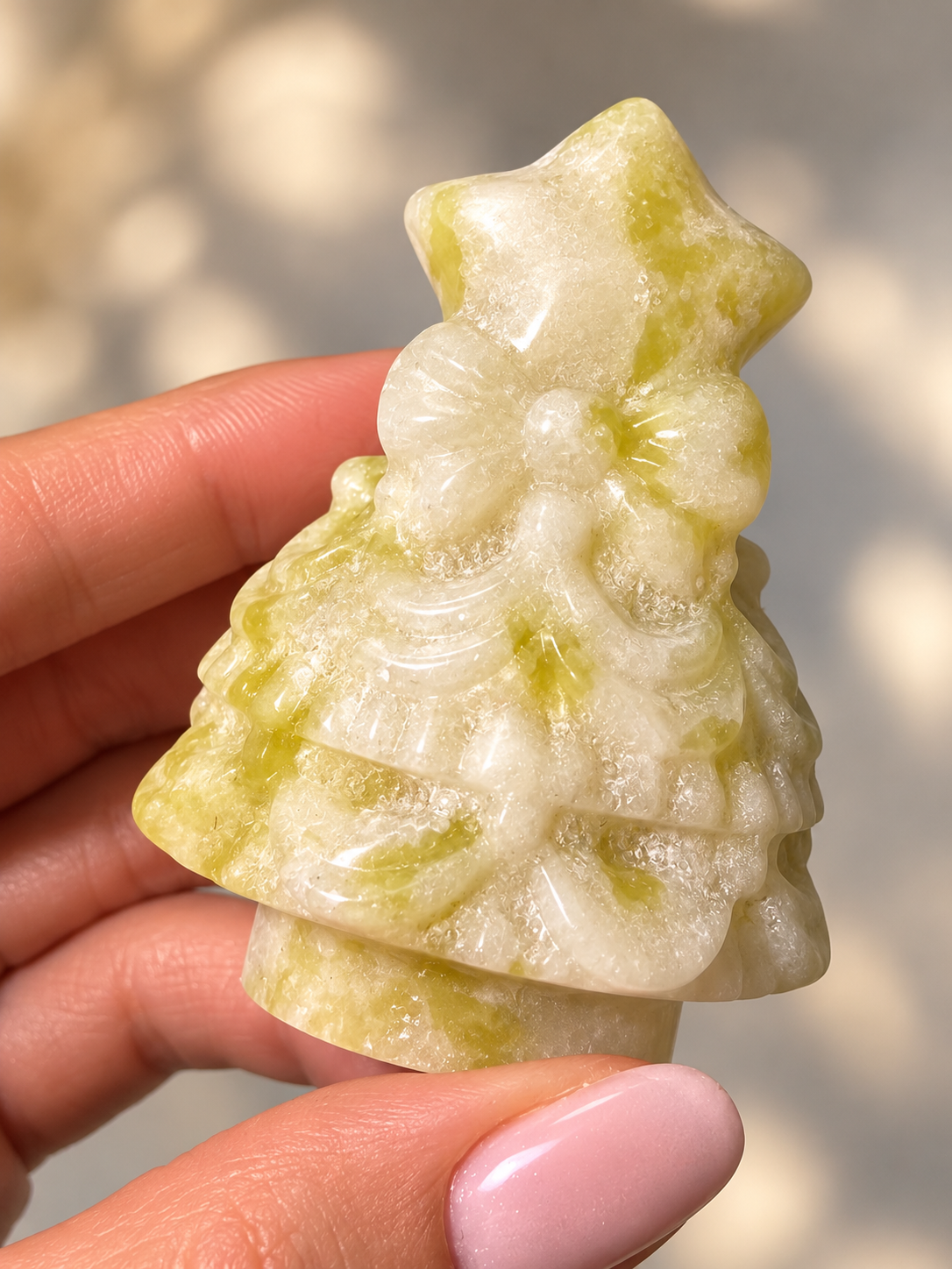 Kristall-Weihnachtsbaum 6 cm – Rosenquarz, Opal, Jade oder Aventurin