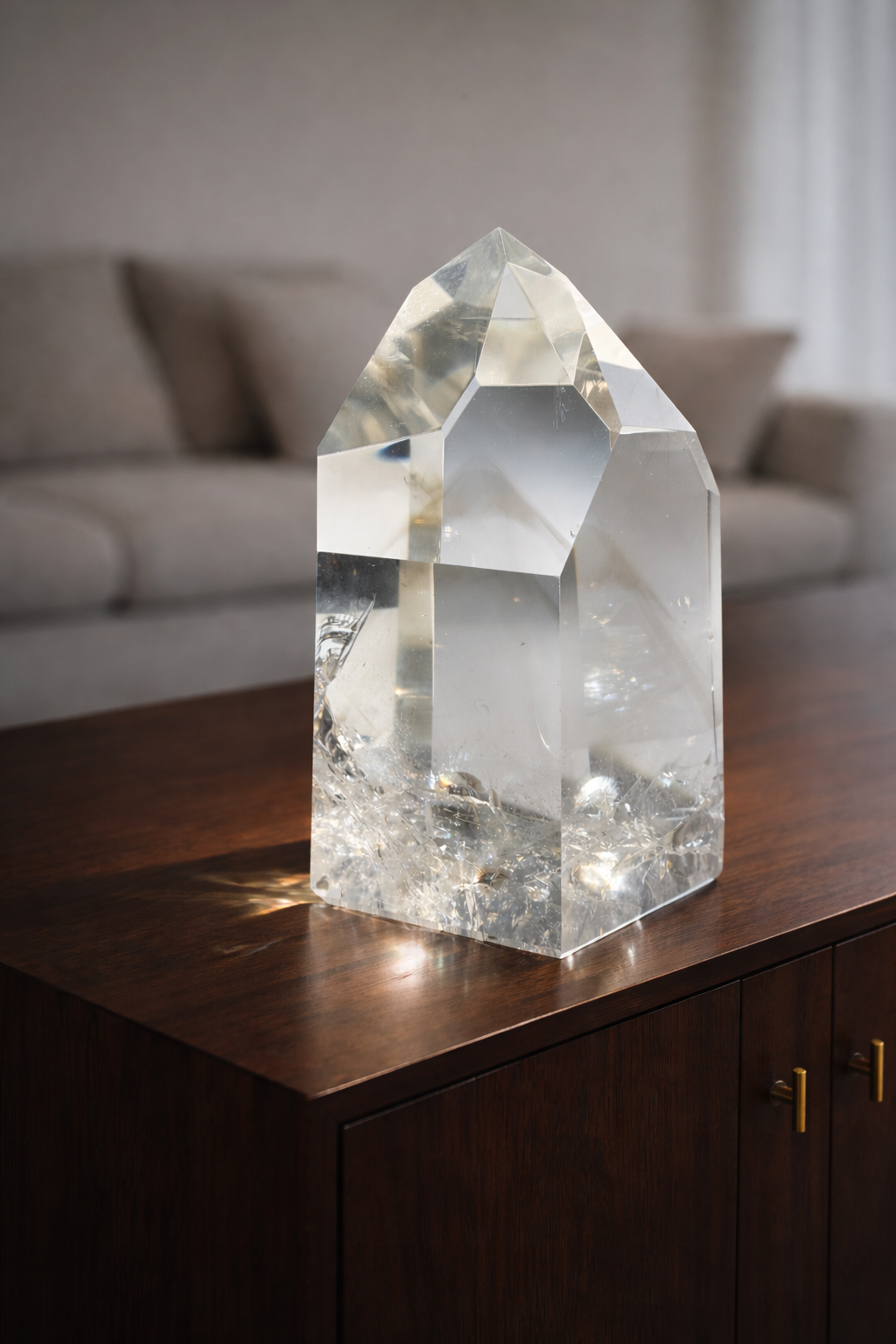 Light Smoky Lemurian Bergkristall · mit Phantom · 12x8.5cm - 981g ✨