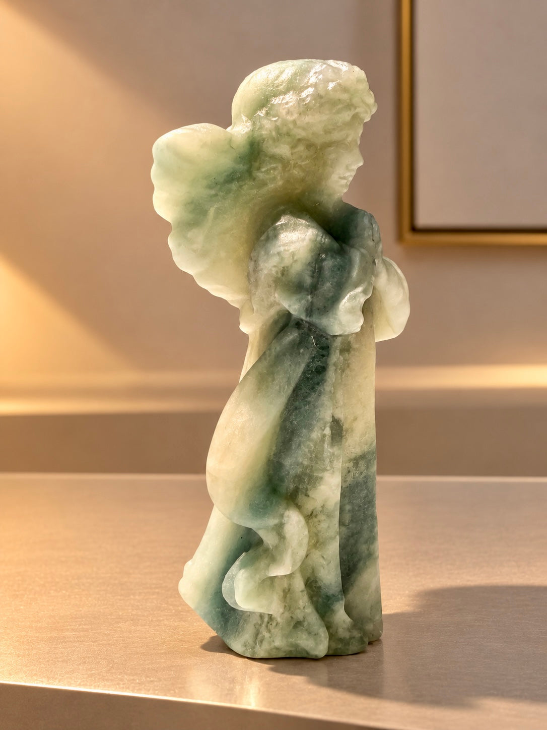 Kristallengel aus Pink Opal, Bergkristall oder New Jade, 10 cm
