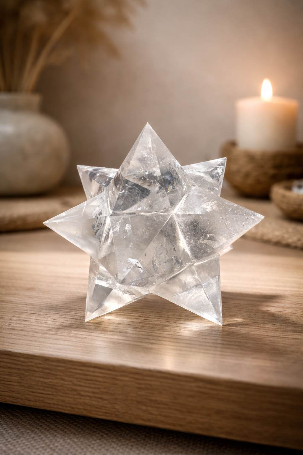 Bergkristall Merkaba 8,2 cm mit Regenbogen – Klarheit, Geometrie & Lichtkraft 💎