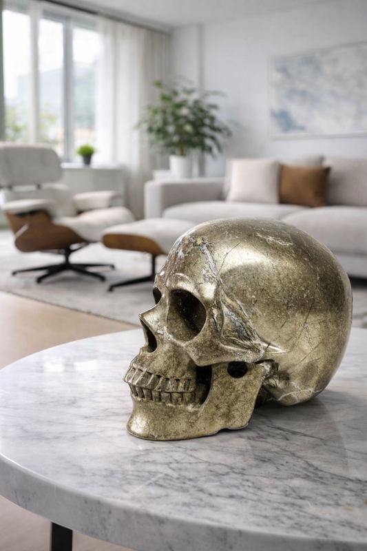 Riesiger super realistischer Schädel / Totenkopf aus Pyrit - 20cm, 9.4kg