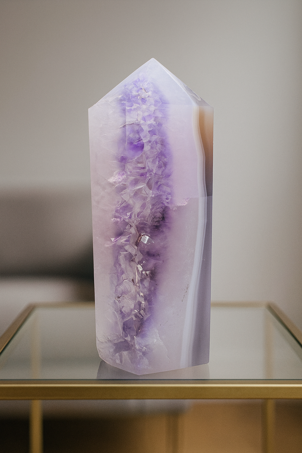 Achatspitze mit Amethystkristallen 13 cm – Ein lila Traum aus Brasilien 💜