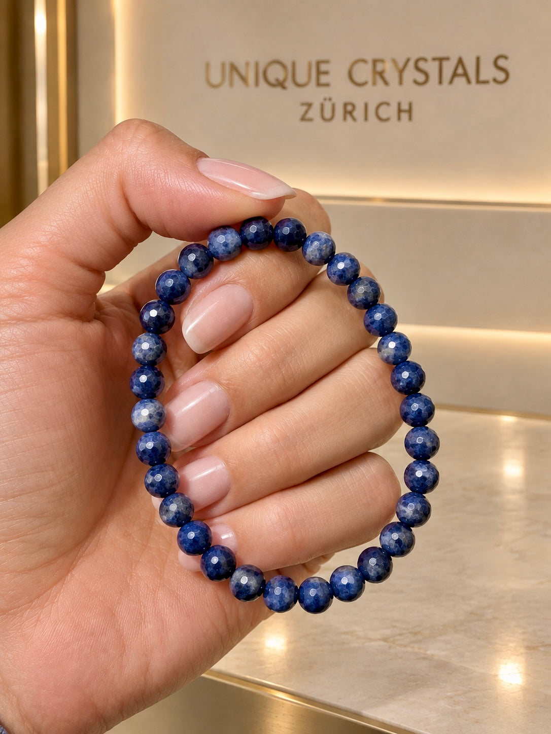 Saphir Armband • 5 mm facettierte Perlen • Natürlicher Saphir in 1A-Qualität