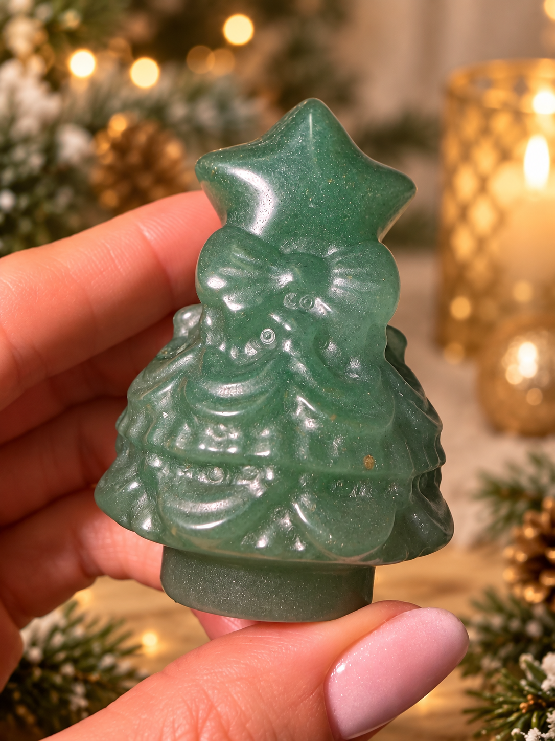 Kristall-Weihnachtsbaum 6 cm – Rosenquarz, Opal, Jade oder Aventurin
