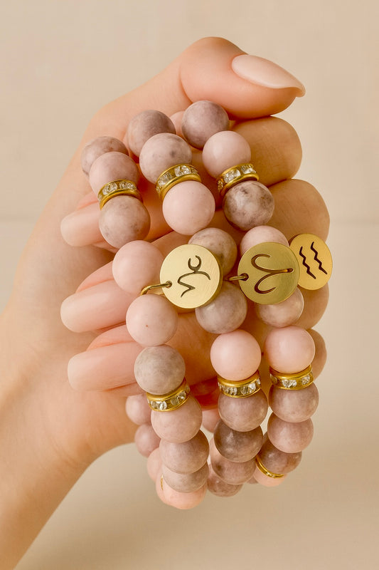 Rhodonit Sternzeichen-Armband – Handgeknüpft & voller Herzenergie 💗