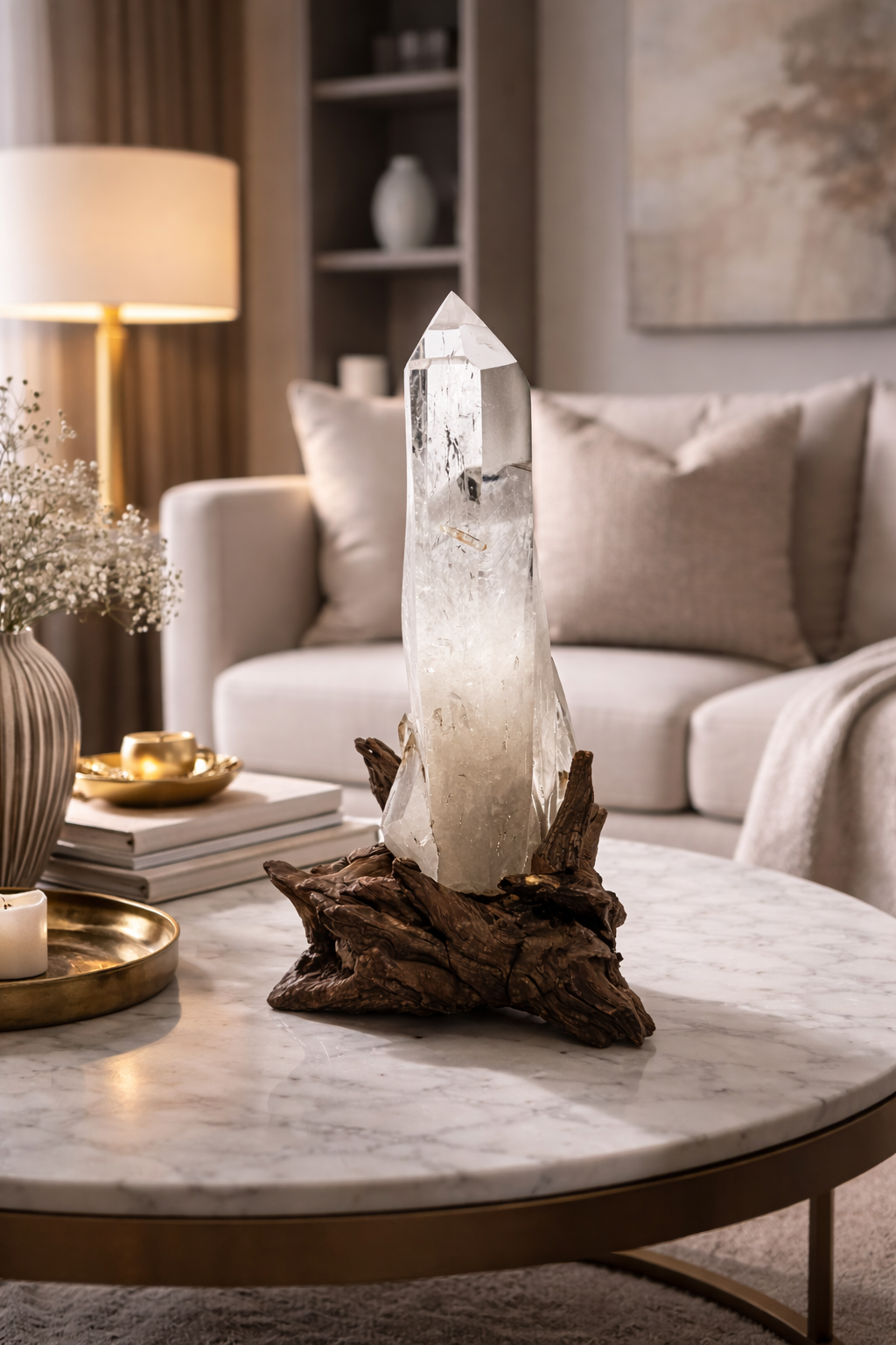 Monumentale Bergkristallspitze mit Babyspitzen – 52 cm Statement Piece