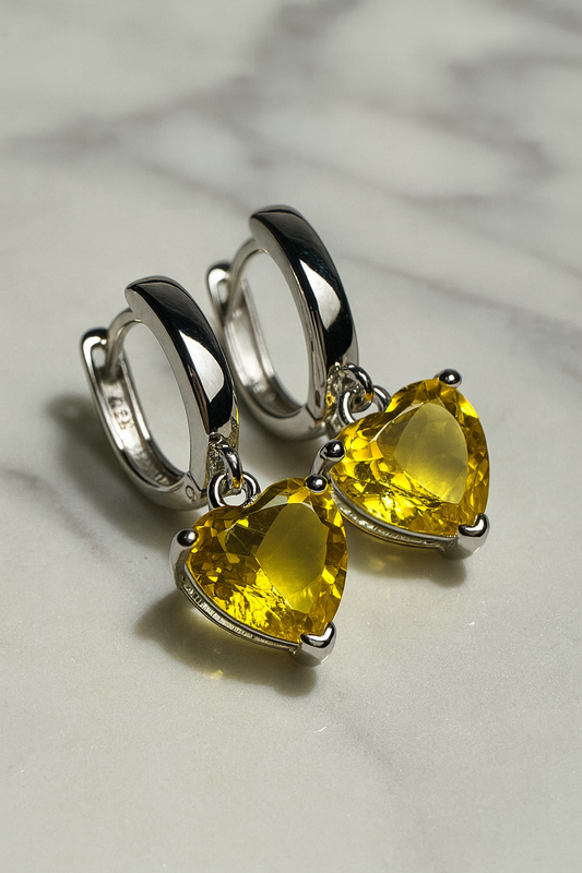 Citrin Herzohrringe 925 Sterling Silber