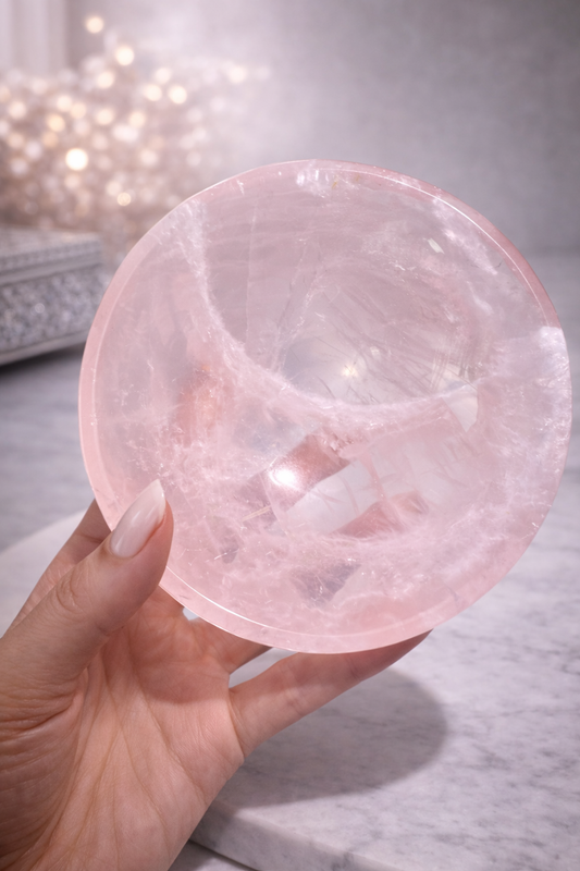 Extraklare Rosenquarzschale  – Edelsteinschale