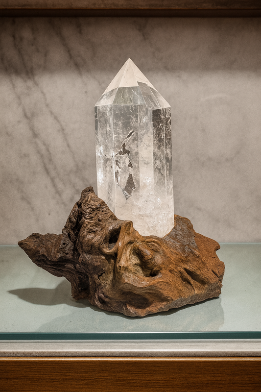 Exklusive Bergkristallspitze Kristall 16 cm auf Wurzelständer