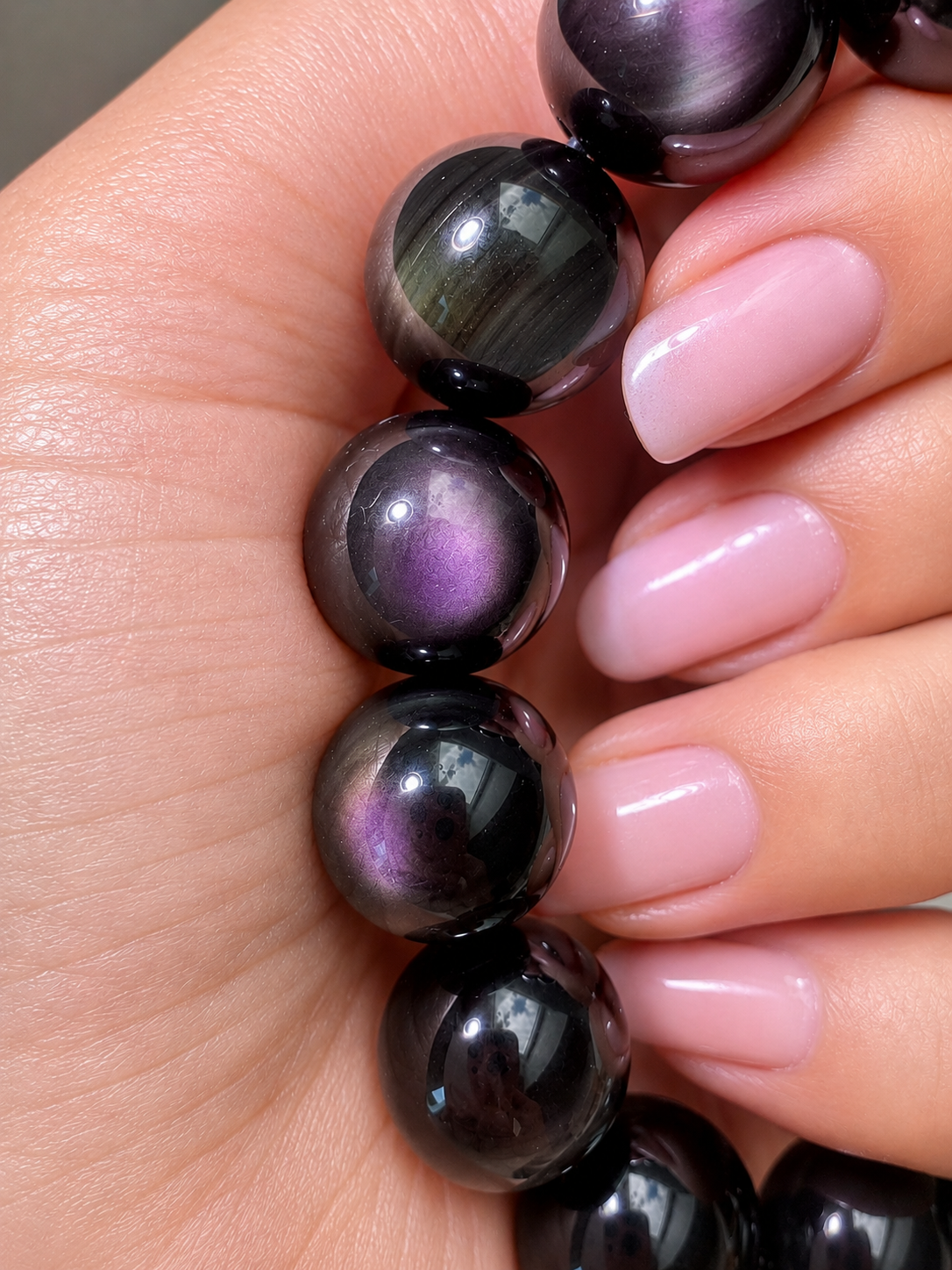 Regenbogen-Obsidian Armband mit extra grossen Perlen – 13 mm