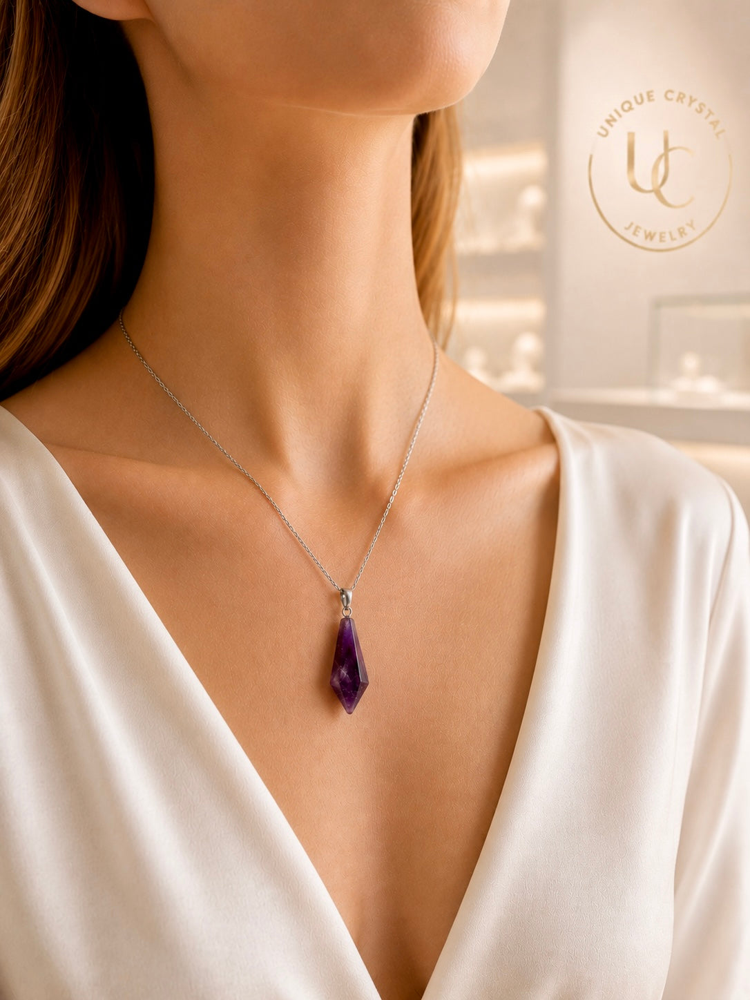 Pendelanhänger aus Edelstein mit Edelstahlkette