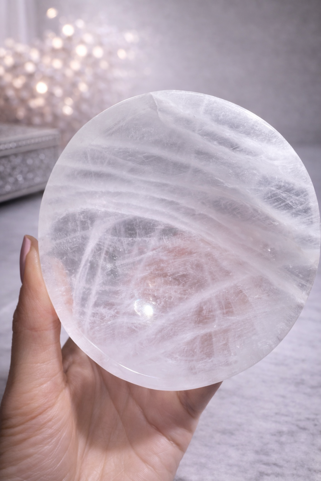 Bergkristall-Schale aus Brasilien – Handgeschliffene Quarz-Schale 11x3.5cm in Premiumqualität