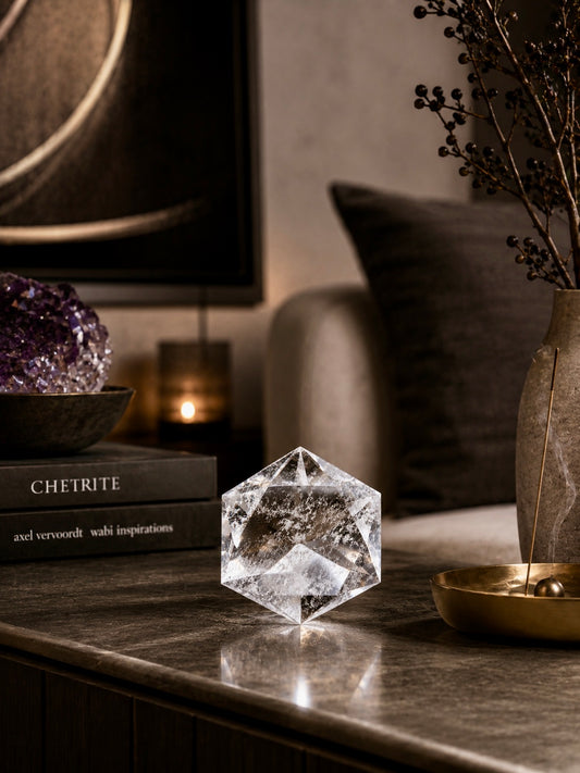 Riesiger facettierter Bergkristall 9 cm – klarer Diamantschliff aus Brasilien (424 g)
