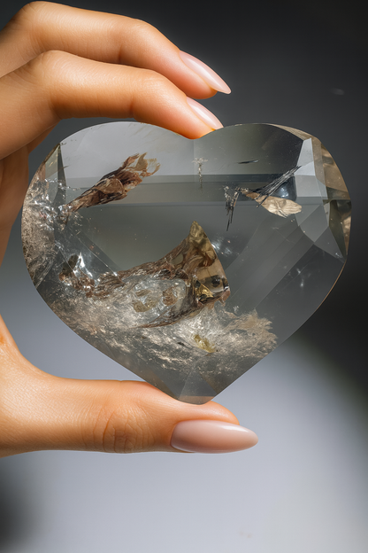 Facettiertes Rauchquarz Herz kaufen – 7,5 cm · 158 g · extraklar