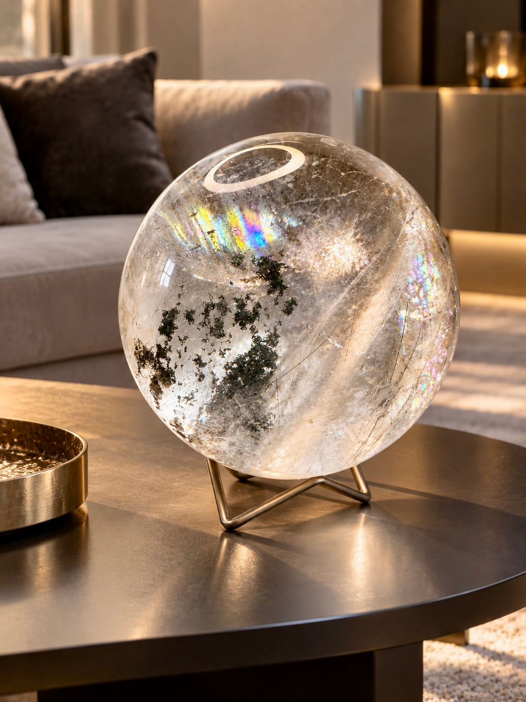 Rock crystal sphere with chlorite inclusions – 13 cm, 3,6 kg