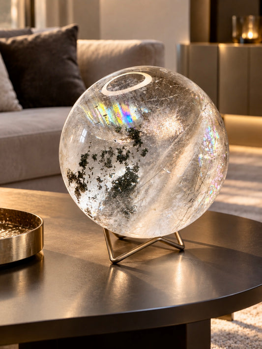 Sfera di quarzo ialino con inclusioni di clorite – 13 cm, 3,6 kg