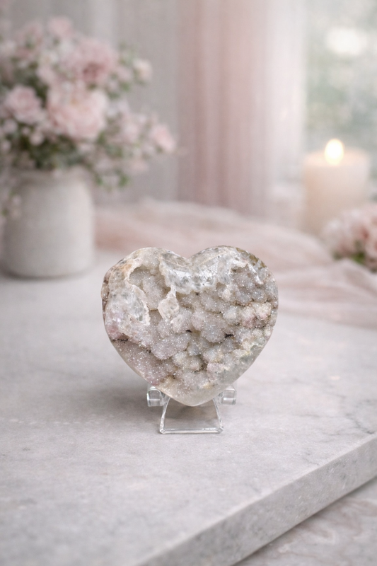 Zart rosa Rainbow Amethyst Herz - 7cm, 139g