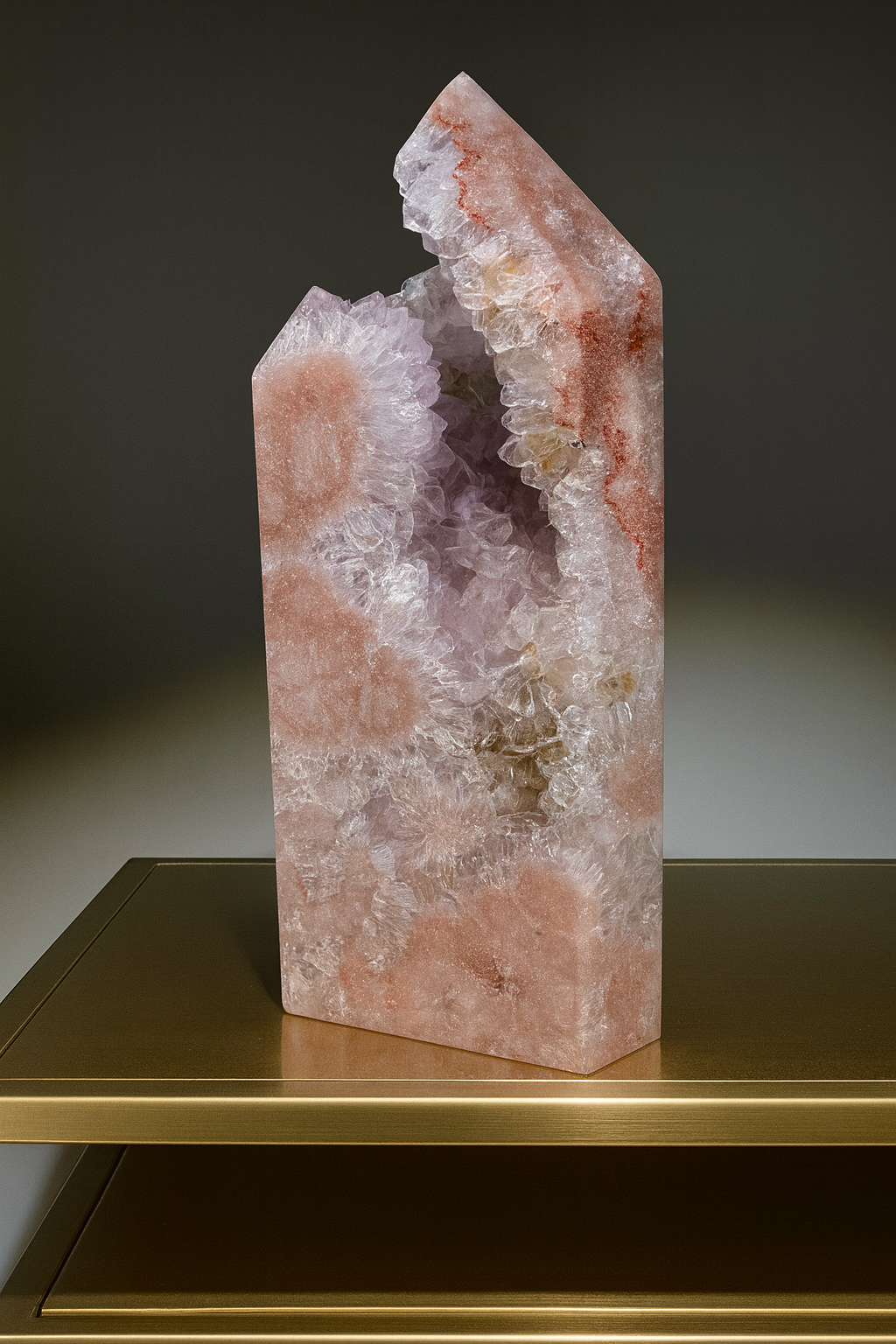 Bezaubernder Pink Amethyst aus Brasilien – 14,5 cm | Extra grosse, rosafarbene Kristalle in seltener Blumenform