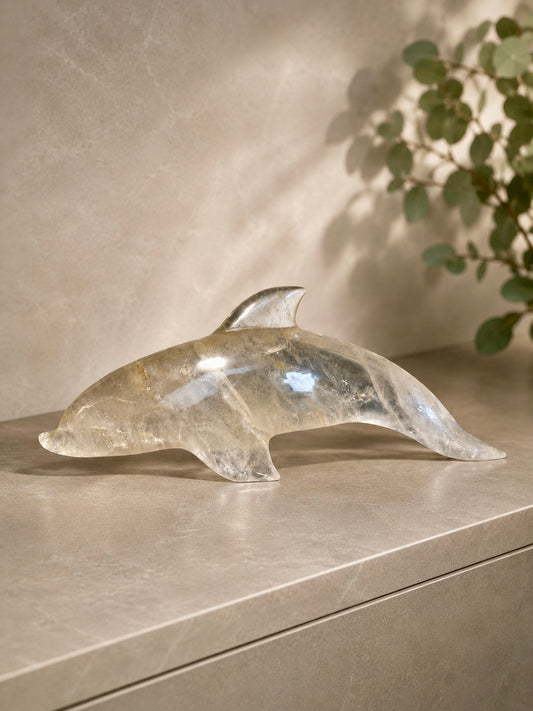 Bergkristall Delfin mit Citrin 37 cm 2,14 kg | Handmade Brasilien
