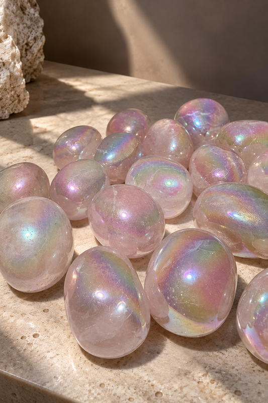 Angel Aura Trommelstein aus Rosenquarz 💕