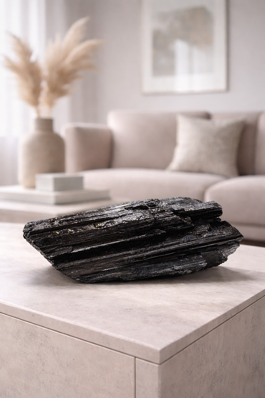 Schwarzer Turmalin - Schutzstein für Erdung & Stabilität 🖤 | 767 g, ca. 10,5 × 7 cm