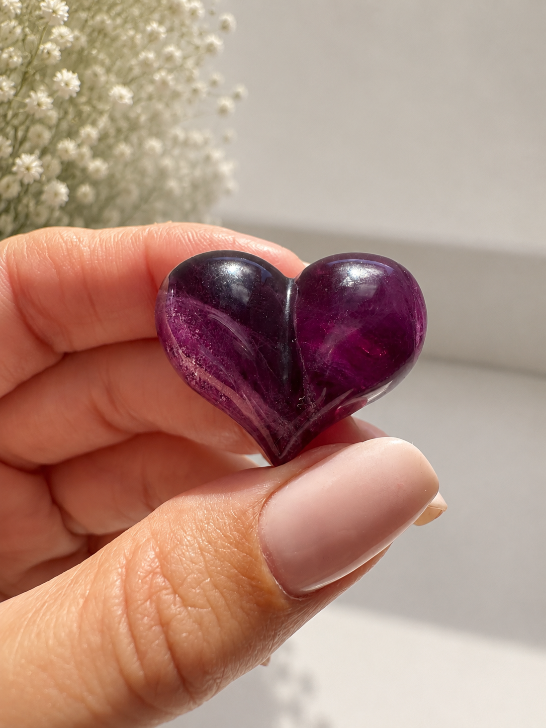 💜 Cœurs en fluorite juteux – explosion de couleurs en forme de cœur 3 cm