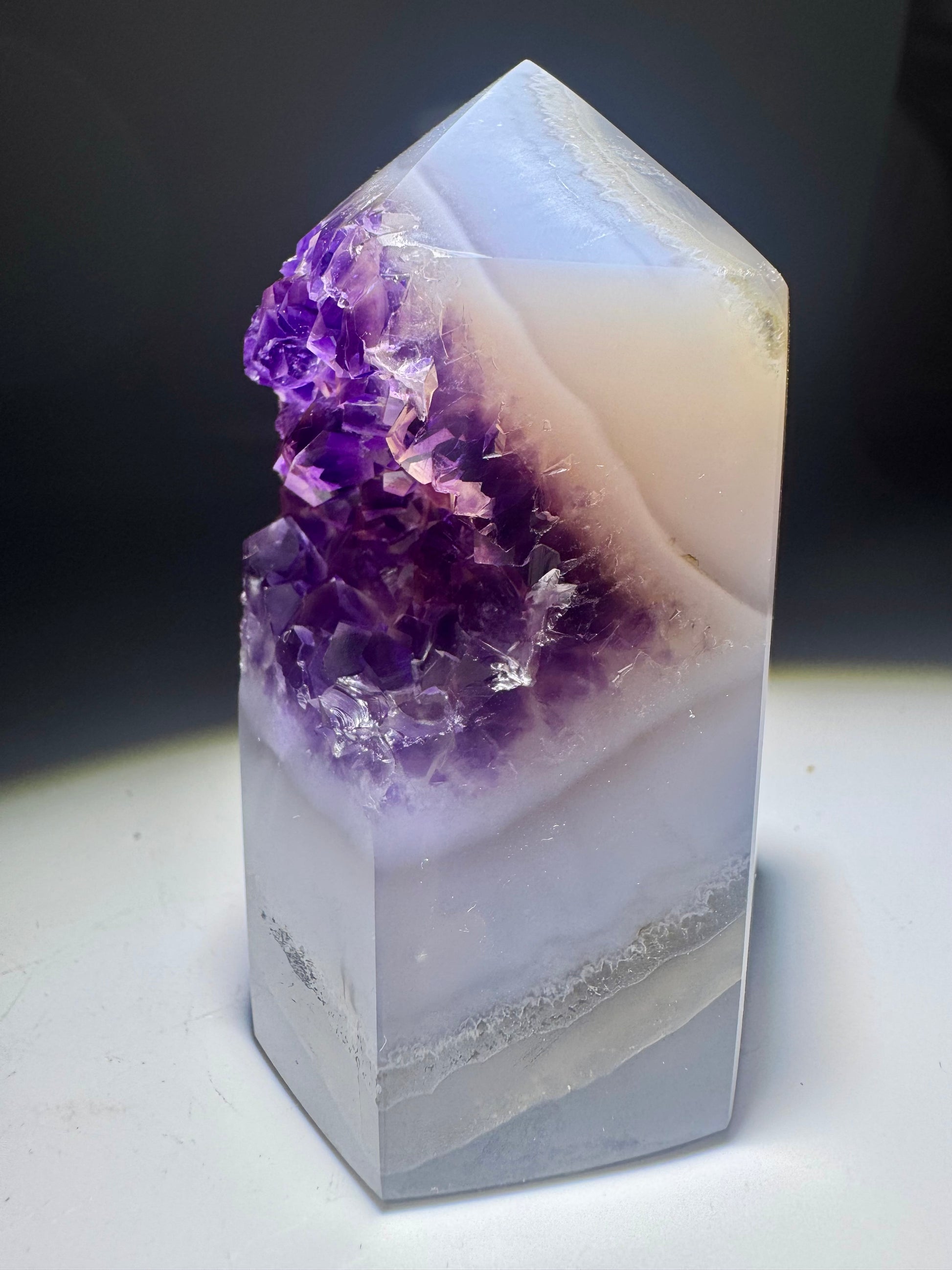 Achat Kristallspitze mit Amethyst Druse Uruguay Premium Qualität