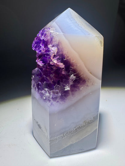 Achat Kristallspitze mit Amethyst Druse Uruguay Premium Qualität